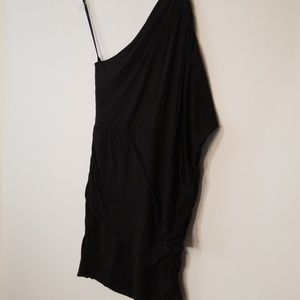 Black Dress Ruffled One Shoulder